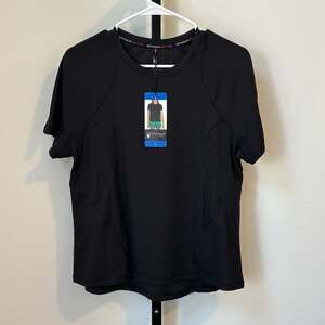 Spyder Active Women's Black Ribbed Short Sleeve UPF 50+ Performance Large T Shir